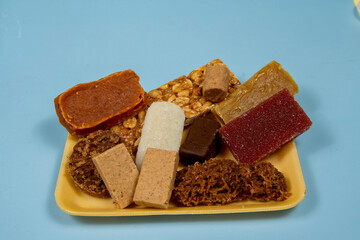 coconut candy, pumpkin candy, paçoca, peanut butter, jujuba