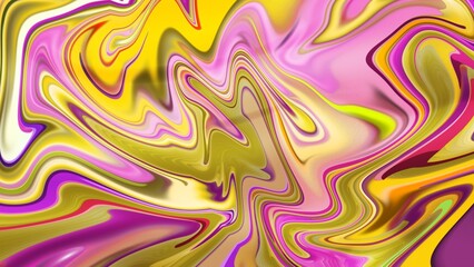 Glowing pink yellow liquid painting background. Highly detailed colorful vibrant abstract painting for use as backgrounds, textures and overlays