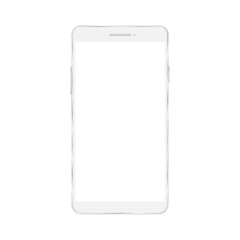 Smartphone with white empty screen. Realistic gray mobile phone mockup. Vector isolated on white.