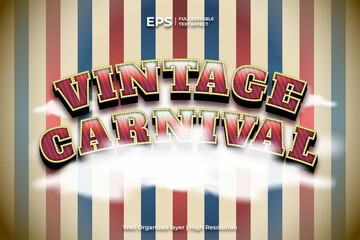 3d vintage carnival editable text effect in retro style
