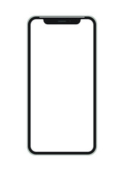 Smartphone mockup frameless blank screen frameless design. Mobile phone icon on white background vector illustration. Flat Icon Mobile Phone, Handphone. Smartphone mockup innovative future technology