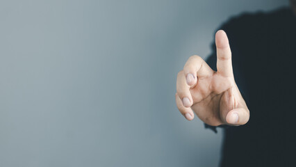  man's hand concept The man is spreading his hands at the level of his chest. Suitable for making products, products or symbols to put together with pictures.