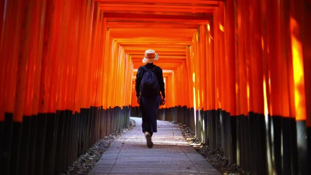 伏見稲荷大社の鳥居と旅行者