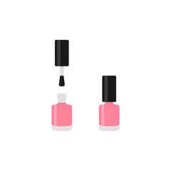 Obraz premium Pink nail polish bottle. Flat style. Isolated. Vector
