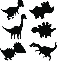 Cute Baby Dinosaur Silhouette vector, Dino Clipart Bundle, Birthday Party, Boy & Girl, Kids, Dinosaur Cut File