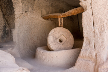 mill stone in cave dwelling in cappadocia