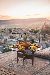 healthy fruit plate on an oriental table in cappadocia