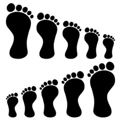 Human footprints on a white background. Vector illustration