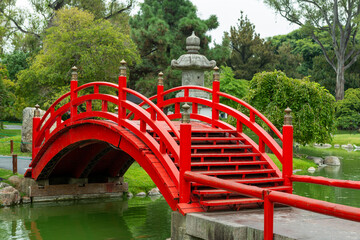 typical bridge in japanese style park