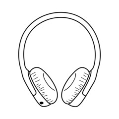 Headphones in doodle style. Music listening device.
