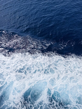 Sea waves background wallpaper view from a cruise ship, boat. Abstract photo ocean water surface © evseev_tim