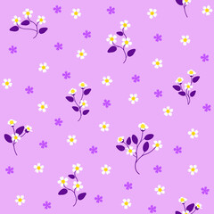 ditsy daisy floral pattern with purple background. seamless floral pattern. good for fashion, wallpaper, dress, background, backdrop, fabric, etc.