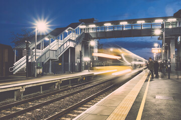 Bicester Village Train Station, Oxfordshire At Night