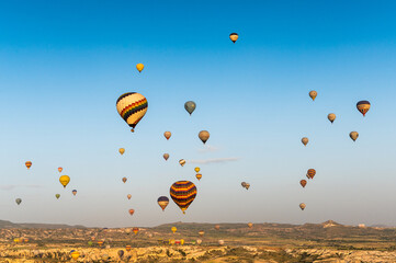 hot air balloon from above the oriental dream landscape of Cappadocia
