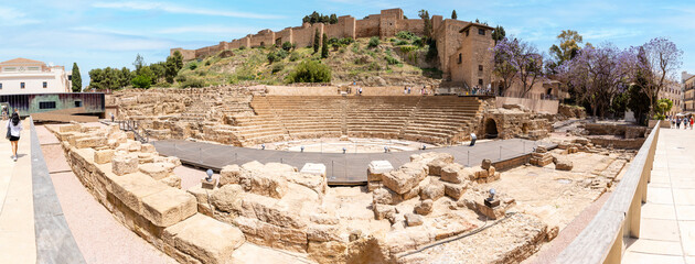 ruins of the Roman theater in the historic center of the city of Malaga