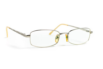 Fototapeta na wymiar Silver Eye Glasses Isolated on White
