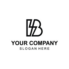 Linear letter B logo with power sign vector
