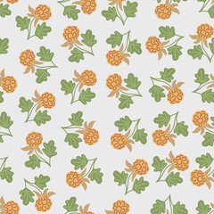 Hand Drawn Vector Seamless Pattern with Cloudberry