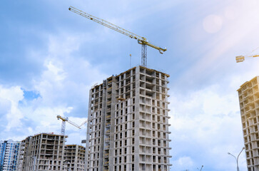 Fototapeta na wymiar construction site with crane and building