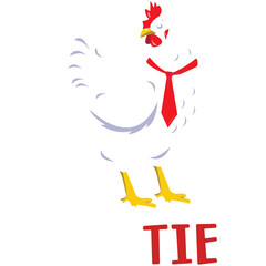 chicken wearing a tie
