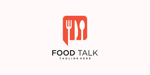 Food chat logo design with creative modern concept Premium Vector