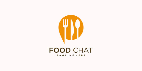 Obraz premium Food chat logo design with creative modern concept Premium Vector