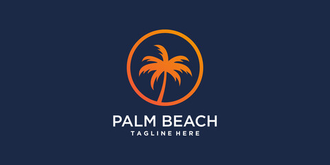 Palm tree logo design with creative concept Premium Vector