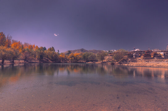 View of Nako lake in Spiti, Himachal Pradesh, India