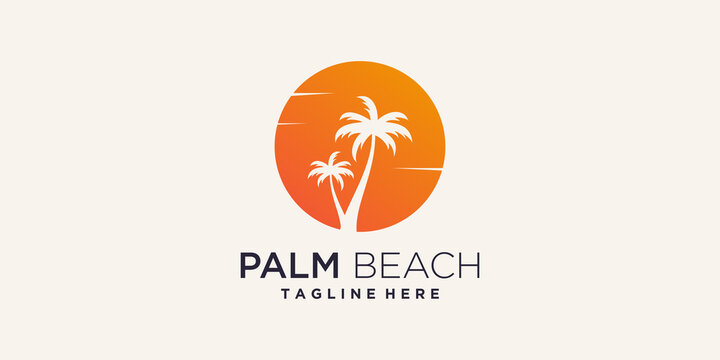 Palm tree logo design with creative concept Premium Vector