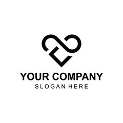 Creative modern heart and infinity logo design vector