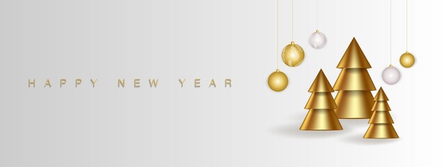 Happy New Year 2023. Holiday greeting banner with balloons and the inscription © la vector