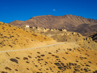 Sand dunes in the deserted landscape in Spiti, Himachal, India