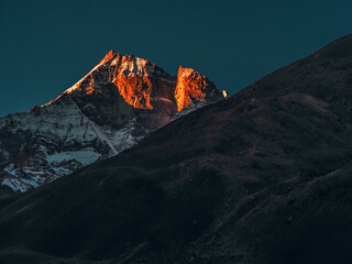 mountain peak in the morning at Losar, Spiti, India