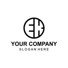 Creative rounded letter EK logo design vector