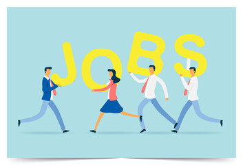 Business people holding jobs with connection