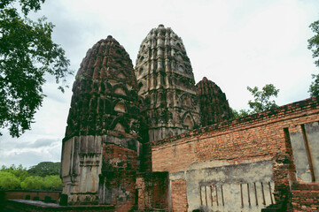 Side of Wat Si Sawai at the Historical Park in Sukhothai.