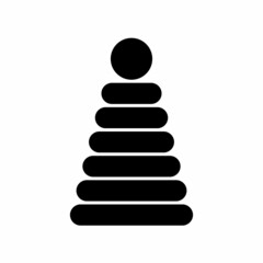 Children pyramid toy icon isolated on white background. Baby ring pyramid circles sign. Single toddler training educational toy. Fine motor developmen. Vector illustration