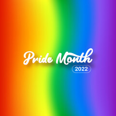 Pride month 2022 square banner with gradient with pride colors flag. LGBTQ Pride month 2022 or pride day poster, flyer, banner, logo modern style design template.