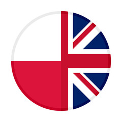 round icon of poland and union jack flags. vector illustration isolated on white background