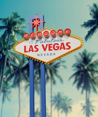 Welcome to LAS VEGAS sign - 3D - #1 Palm tree vintage