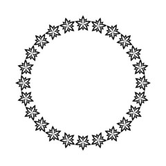 Round floral frame. Lotus leaves and flowers design elements isolated on white background