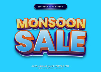 Monsoon Sale editable text effect background. for seasonal shopping.