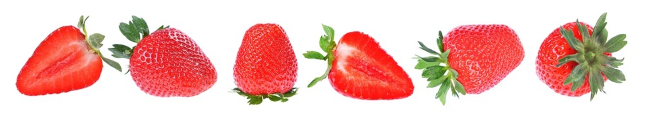 Fresh strawberry on an isolated white background, close-up
