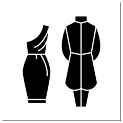 Traditional clothing glyph icon. Thai outfit. Dress and suit for male and female.Raj pattern shirt. Thailand concept.Filled flat sign. Isolated silhouette vector illustration - obrazy, fototapety, plakaty