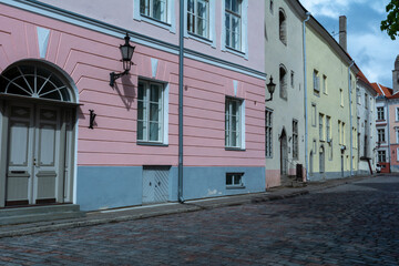 Fototapeta premium A narrow street in the City Center of Tallinn, Estonia