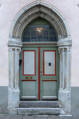 Historic House entrances in the city center of Tallinn, Estonia. Copy Space for Text and Graphics
