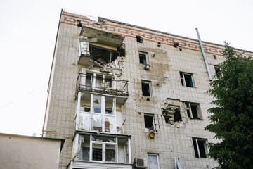 Consequences of the Russian peace in the city of Trostyanets. Sumy region. Civil buildings. Russian military invasion of Ukraine.