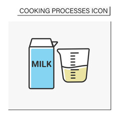 Cook color icon. Measuring cup for milk. Cooking utensils.Cooking process concept. Isolated vector illustration