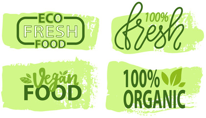 Fototapeta premium Herbal icon, package label design. Natural herbal origination ingredients products sign, stamp clip art, Tag or sticker, nature, eco-friendly, organic logo emblem. Vegan healthy food, fresh product