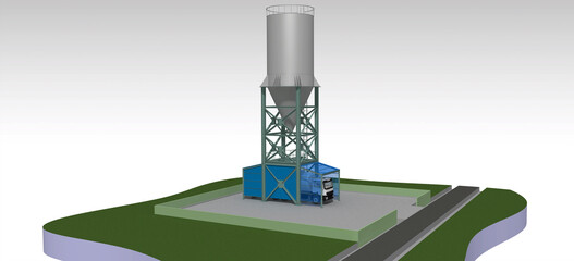 ash silo unloading illustration 3D © Richard